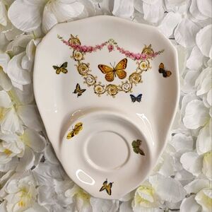 Vintage Nantucket Home Butterflies Tea Cup Snack Tray